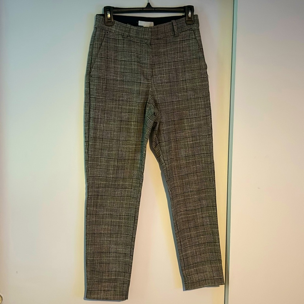 H&M plaid tan/black and twill color slacks. Size 6